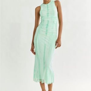 Zara Printed Tulle Midi Dress- color is Apple Green-Worn once